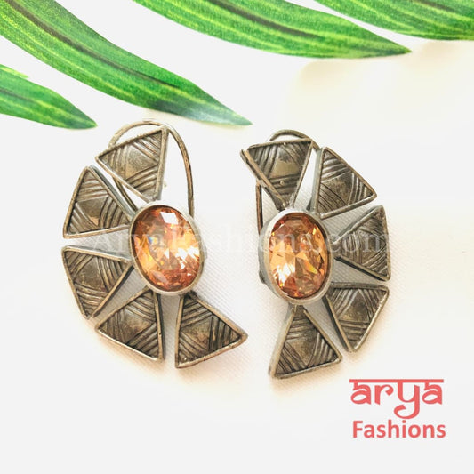 Aarzoo Golden Flower Stud/ Half Moon Studs/Golden Stud Earrings/Mother of Pearl