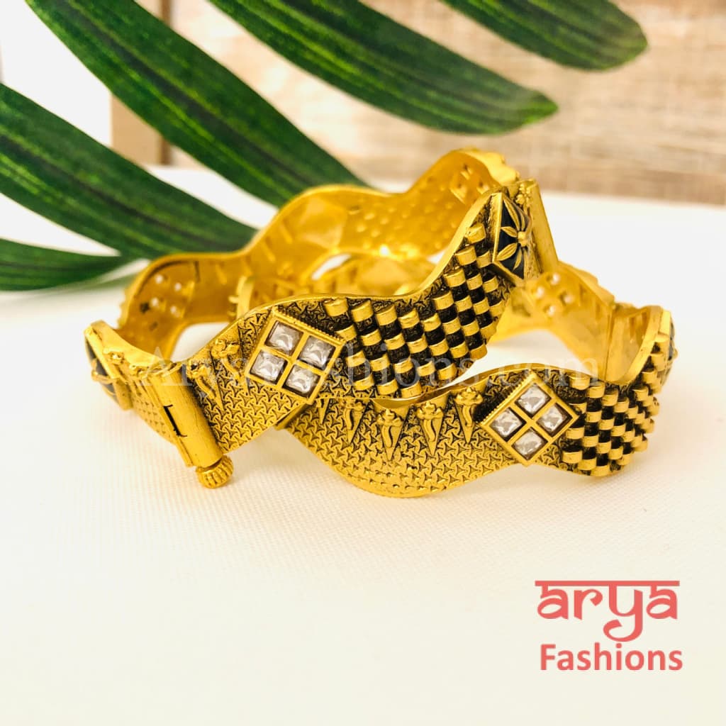 Antique finish Rajwadi Kada Bangles