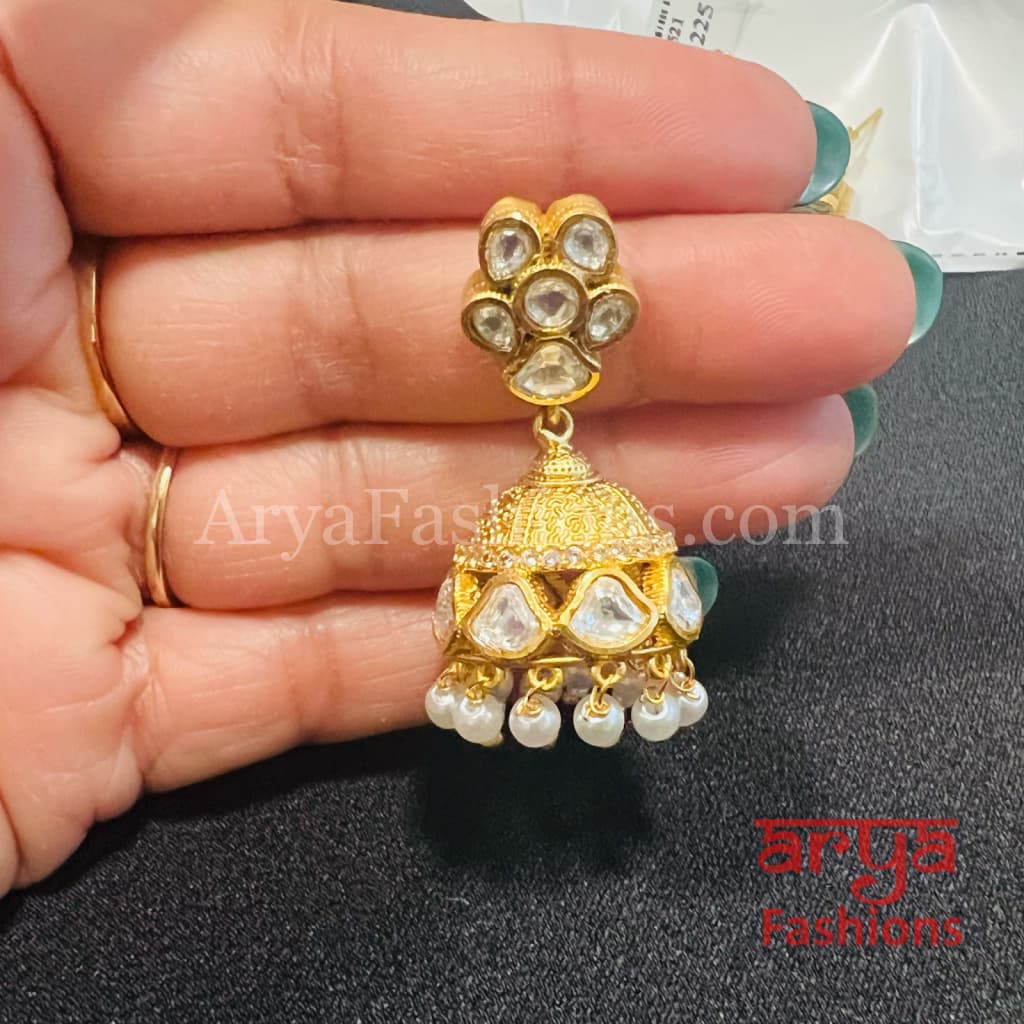 Antique Golden Pearl Jhumka