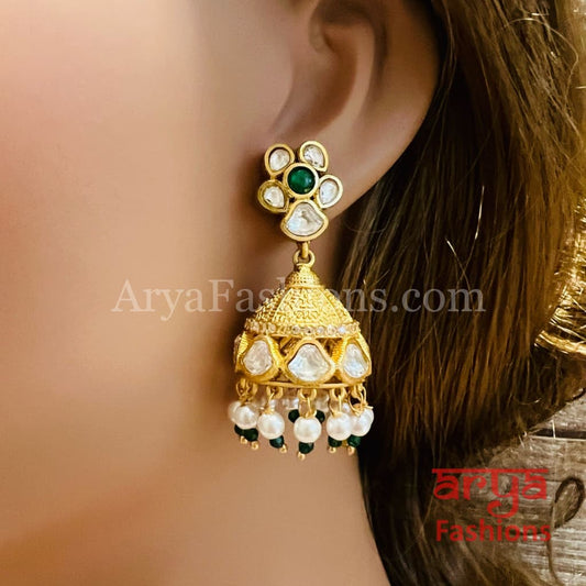 Antique Golden Pearl Jhumka