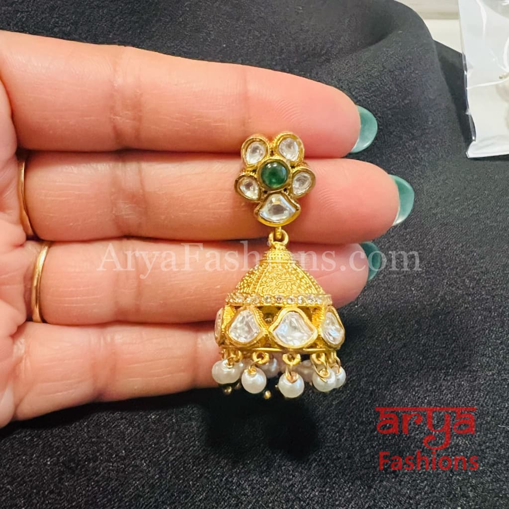 Antique Golden Pearl Jhumka