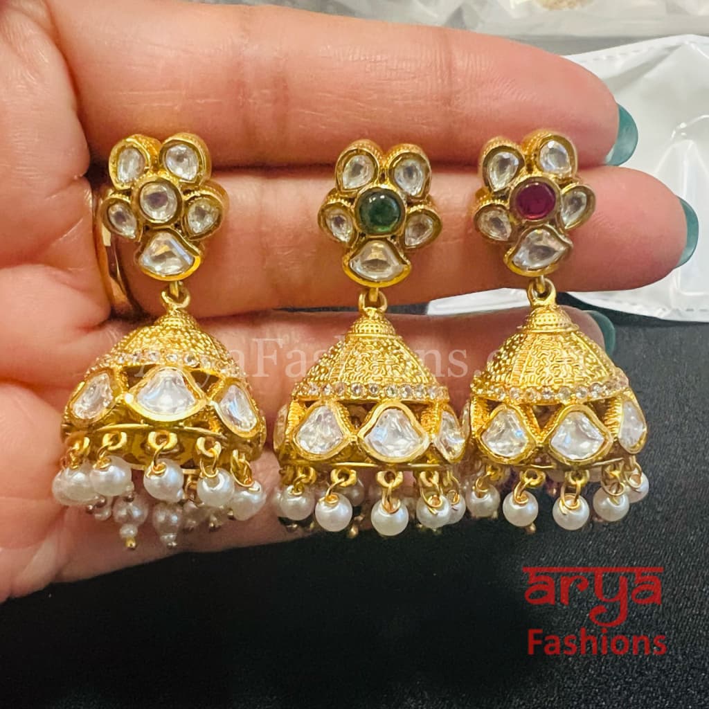 Antique Golden Pearl Jhumka