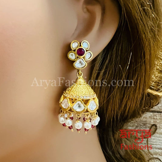 Antique Golden Pearl Jhumka