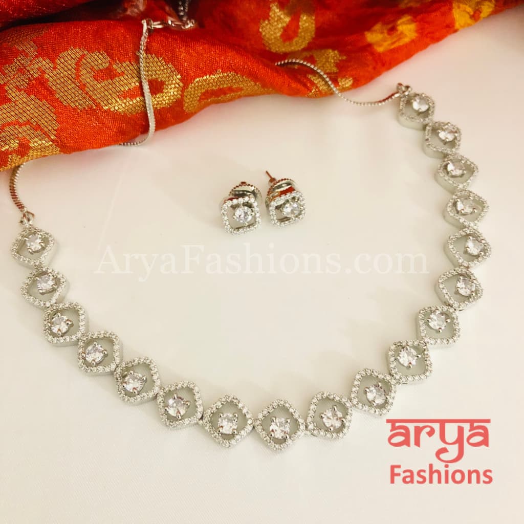 Mia Bridal CZ Wedding Necklace with Stud Earrings