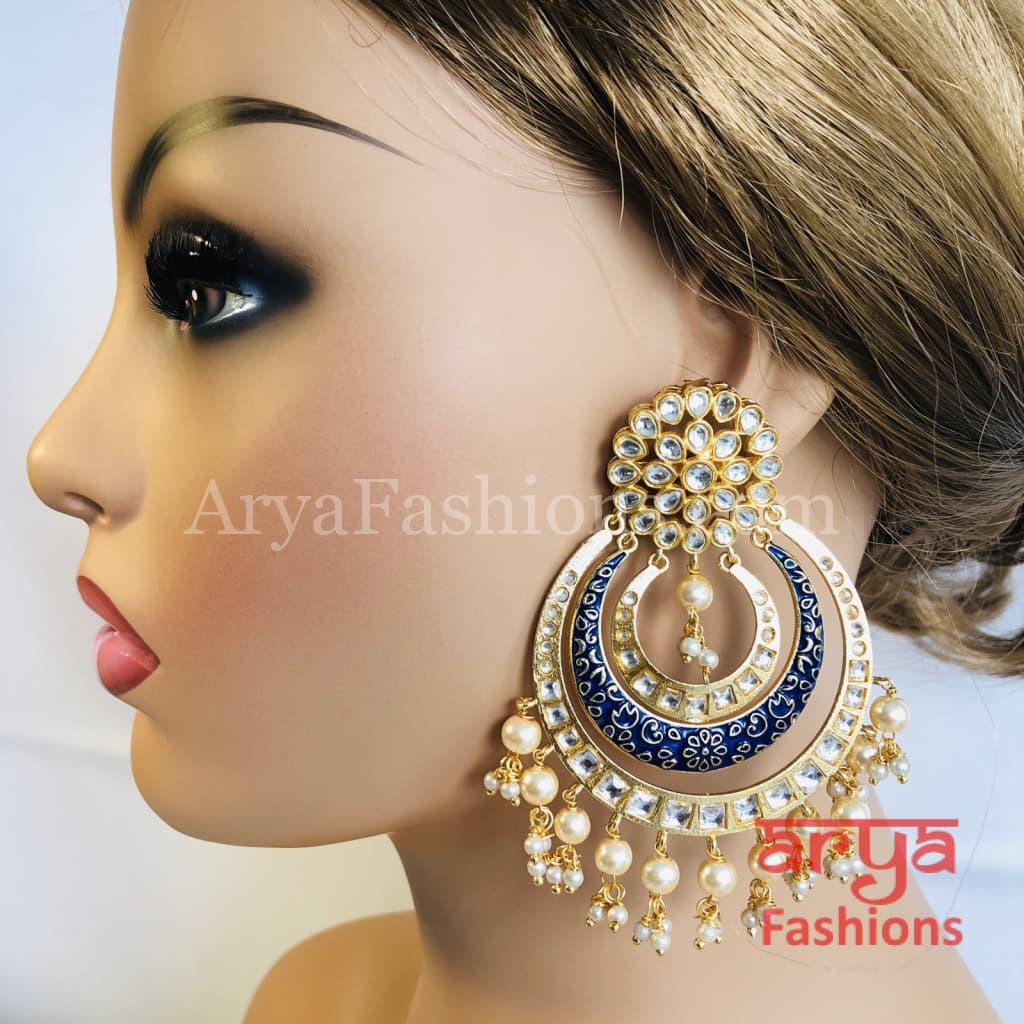Chandani Big Meenakari Kundan Chandbali