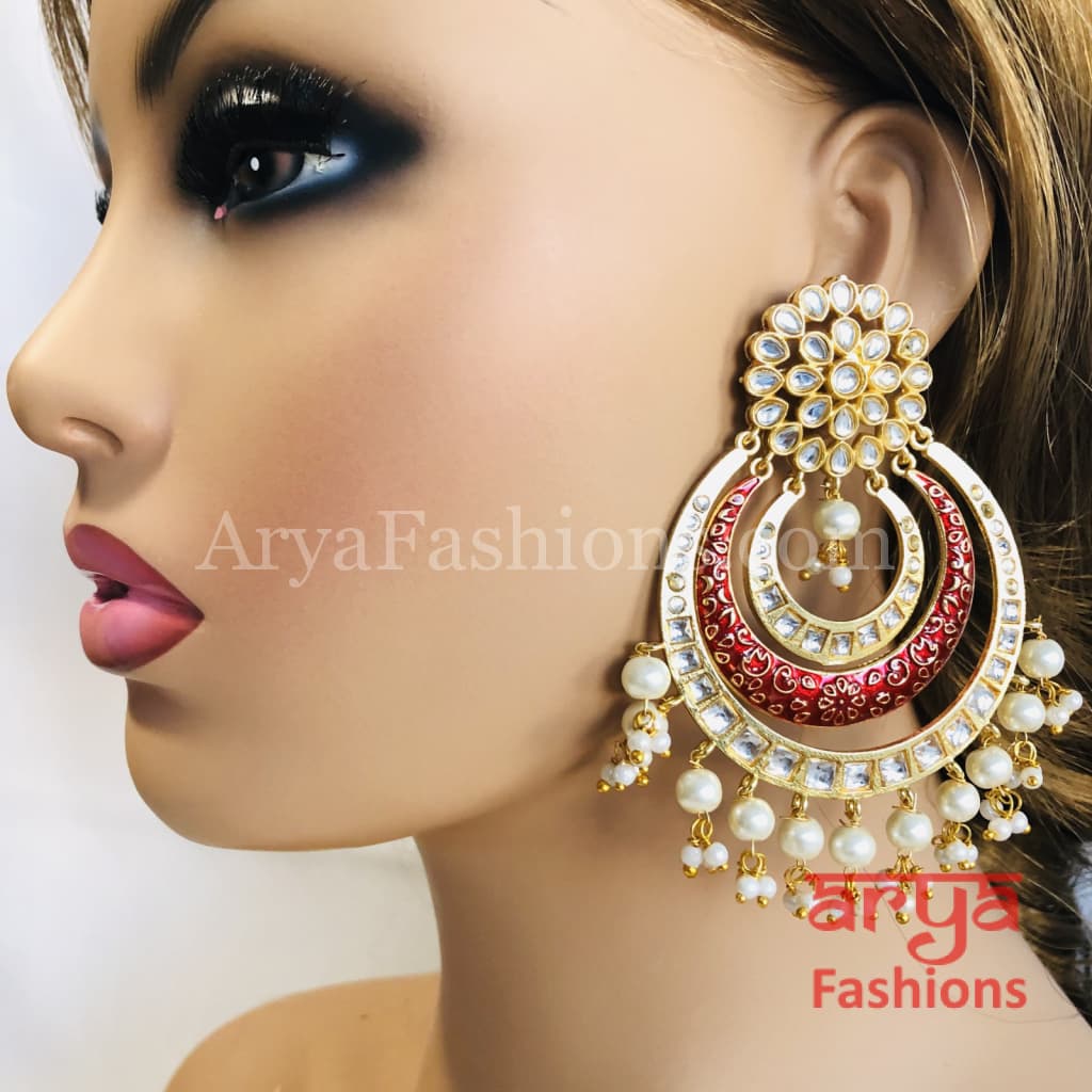 Chandani Big Meenakari Kundan Chandbali
