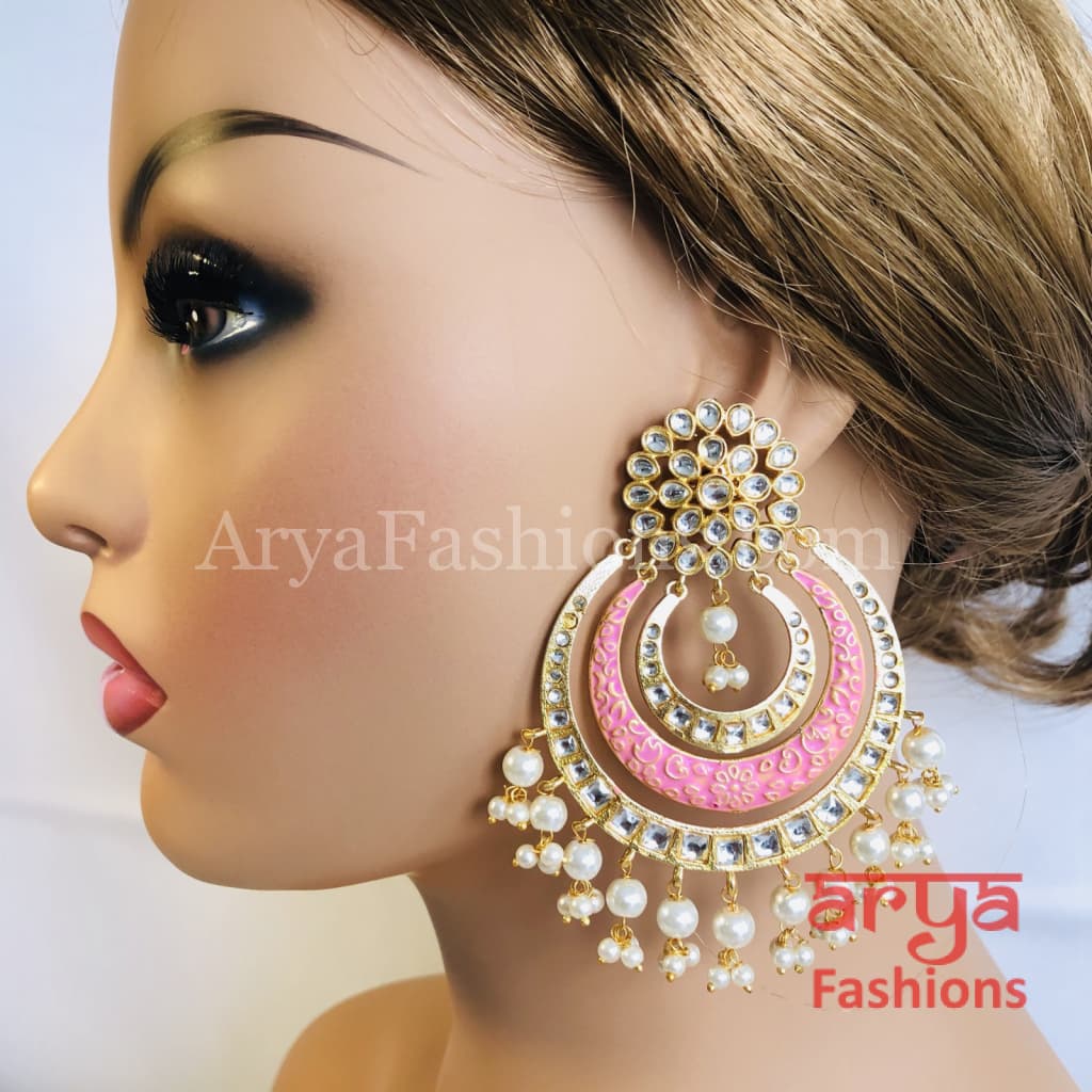 Chandani Big Meenakari Kundan Chandbali