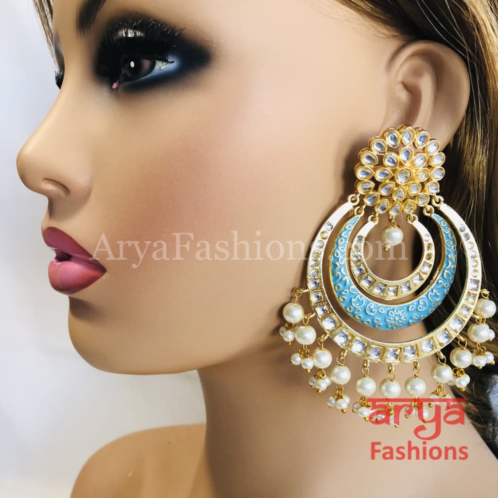 Chandani Big Meenakari Kundan Chandbali