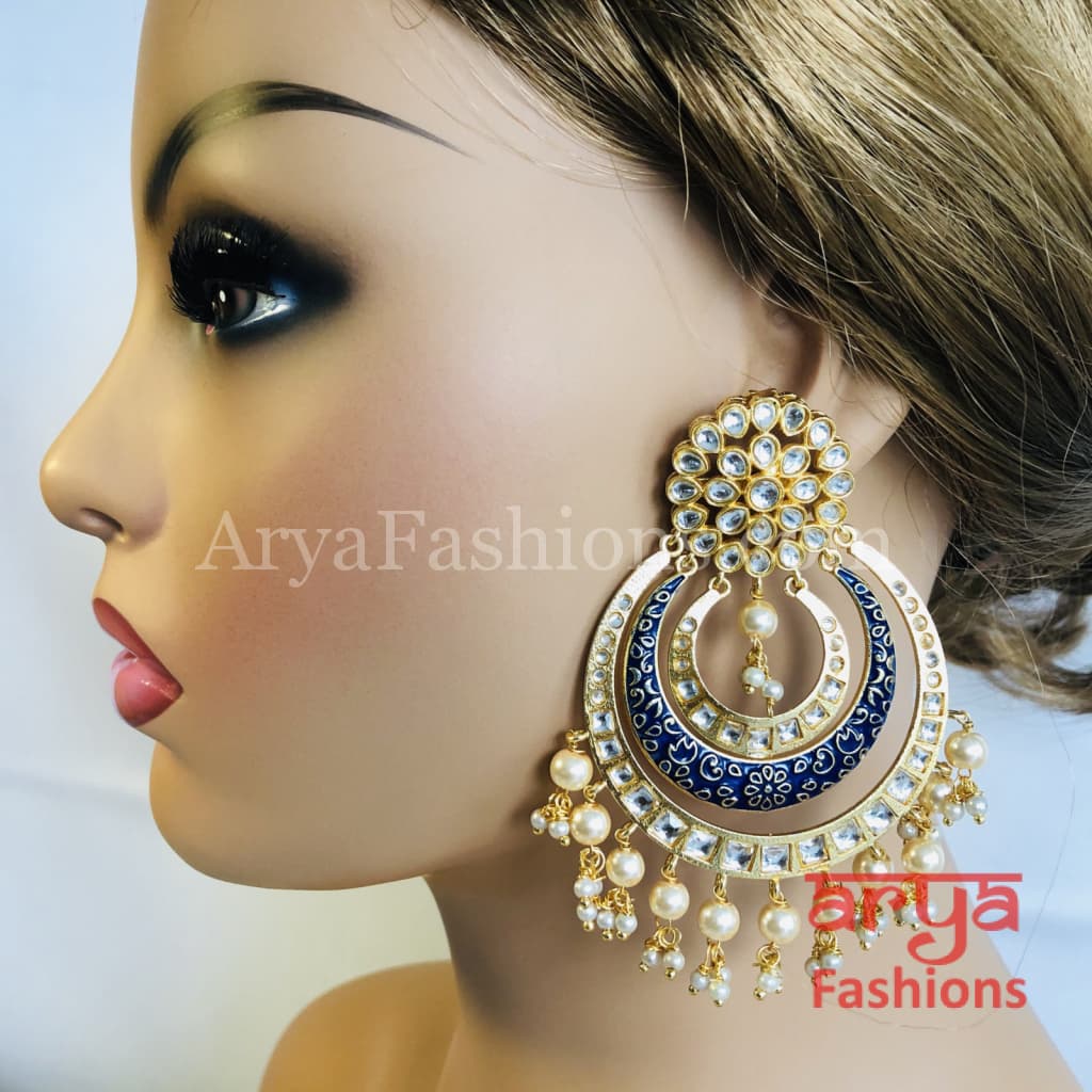 Chandani Big Meenakari Kundan Chandbali
