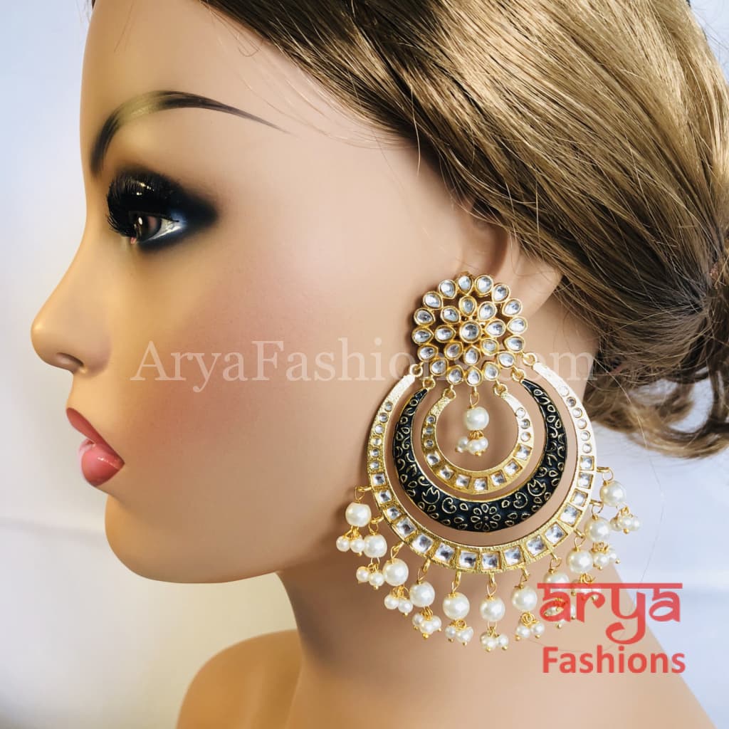 Chandani Big Meenakari Kundan Chandbali
