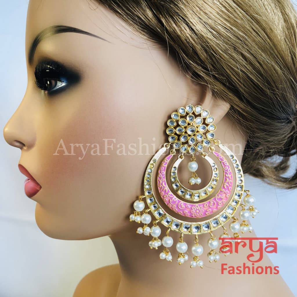 Chandani Big Meenakari Kundan Chandbali