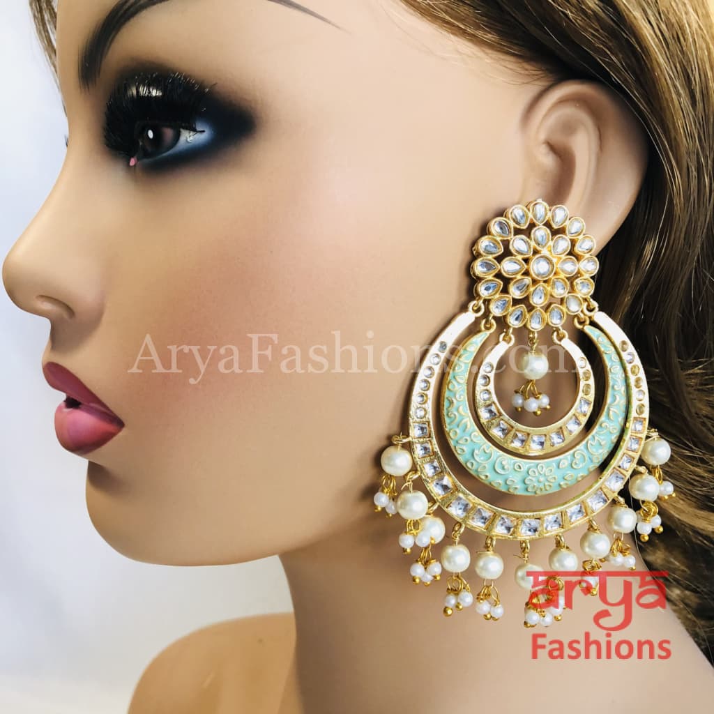 Chandani Big Meenakari Kundan Chandbali