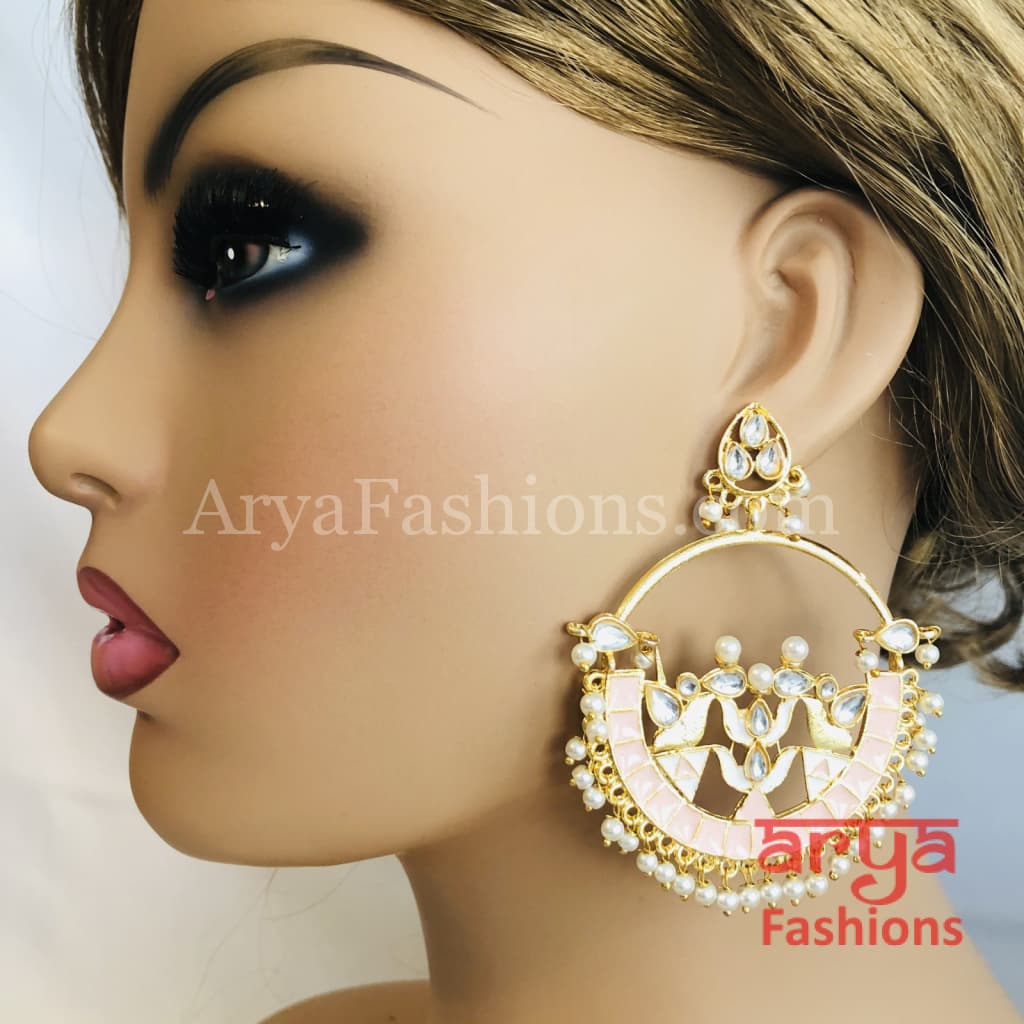 Chandni Amrapali Inspired Red Meenakari Kundan Chandbali