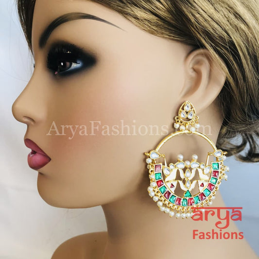 Chandni Amrapali Inspired Red Meenakari Kundan Chandbali