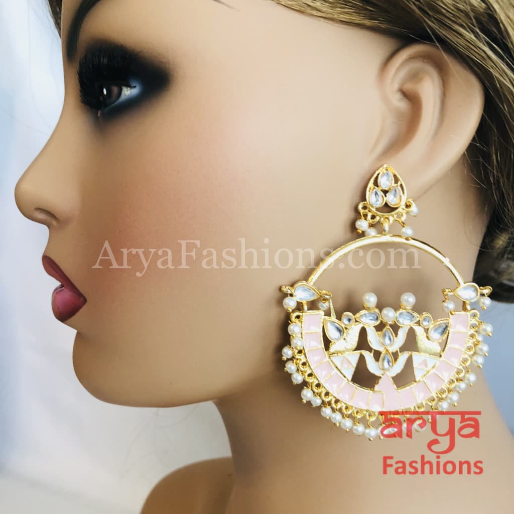 Chandni Amrapali Inspired Red Meenakari Kundan Chandbali