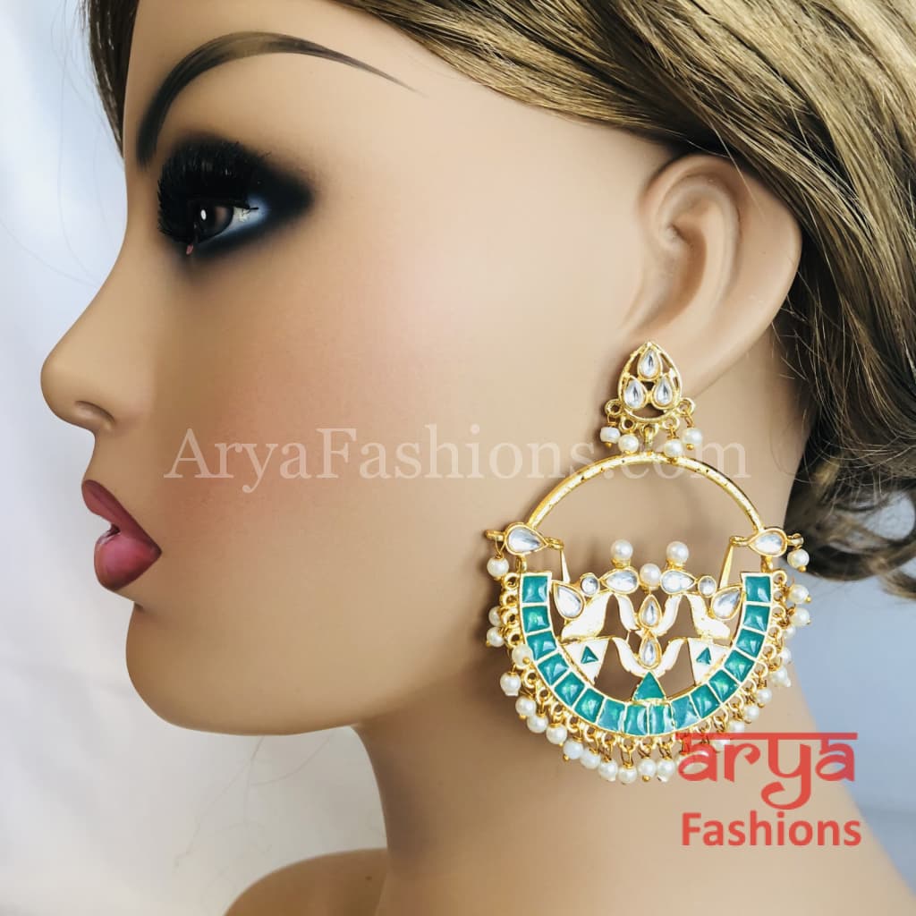 Chandni Amrapali Inspired Red Meenakari Kundan Chandbali
