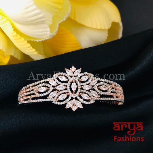 Zia Designer CZ Bracelet in Rose Gold and Silver