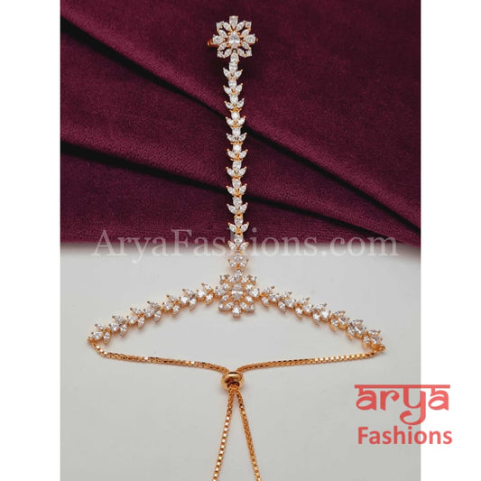 Designer Hathphool/ Silver Cubic Zirconia Bridal Hand Bracelet pair