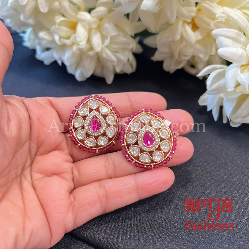 Designer Kundan Jadau Stud Earrings