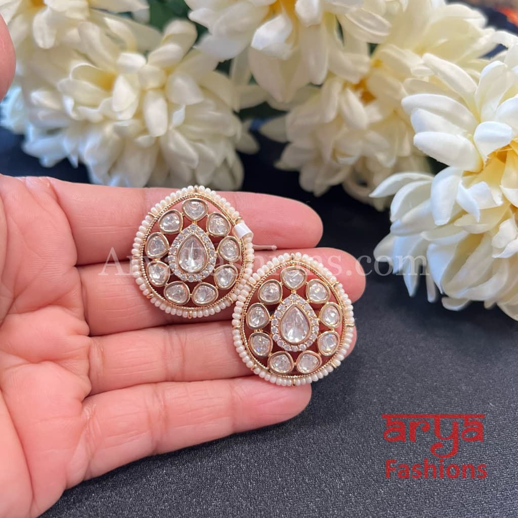 Designer Kundan Jadau Stud Earrings