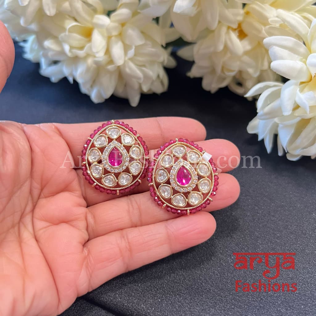 Designer Kundan Jadau Stud Earrings