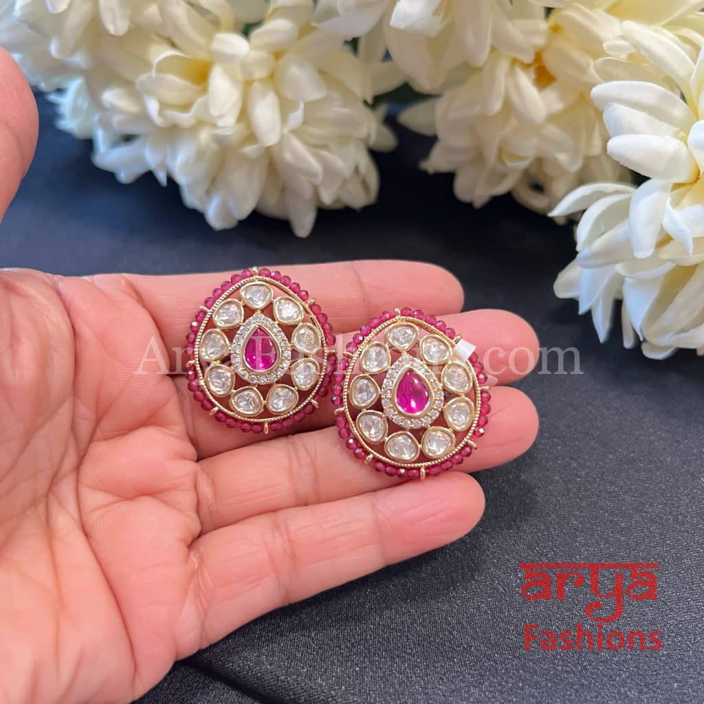 Designer Kundan Jadau Stud Earrings