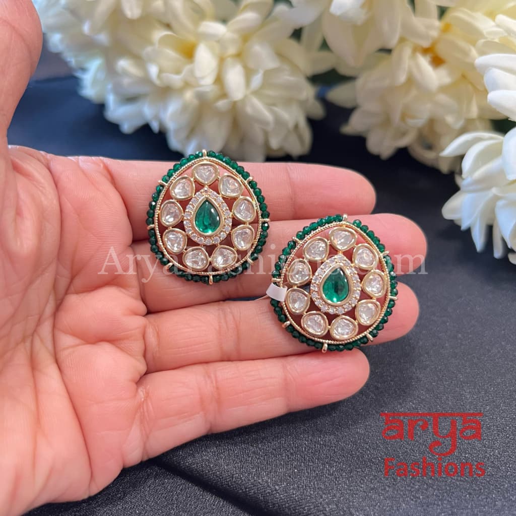 Designer Kundan Jadau Stud Earrings