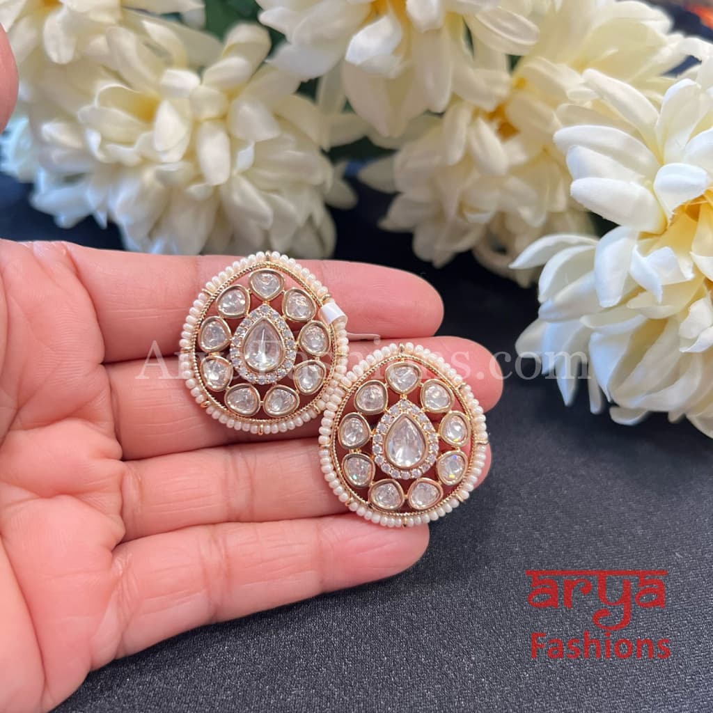 Designer Kundan Jadau Stud Earrings