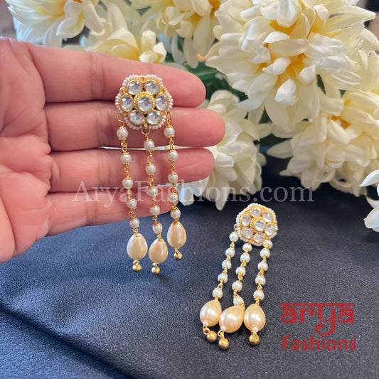 Designer Rajwadi Kundan Pearl Earrings