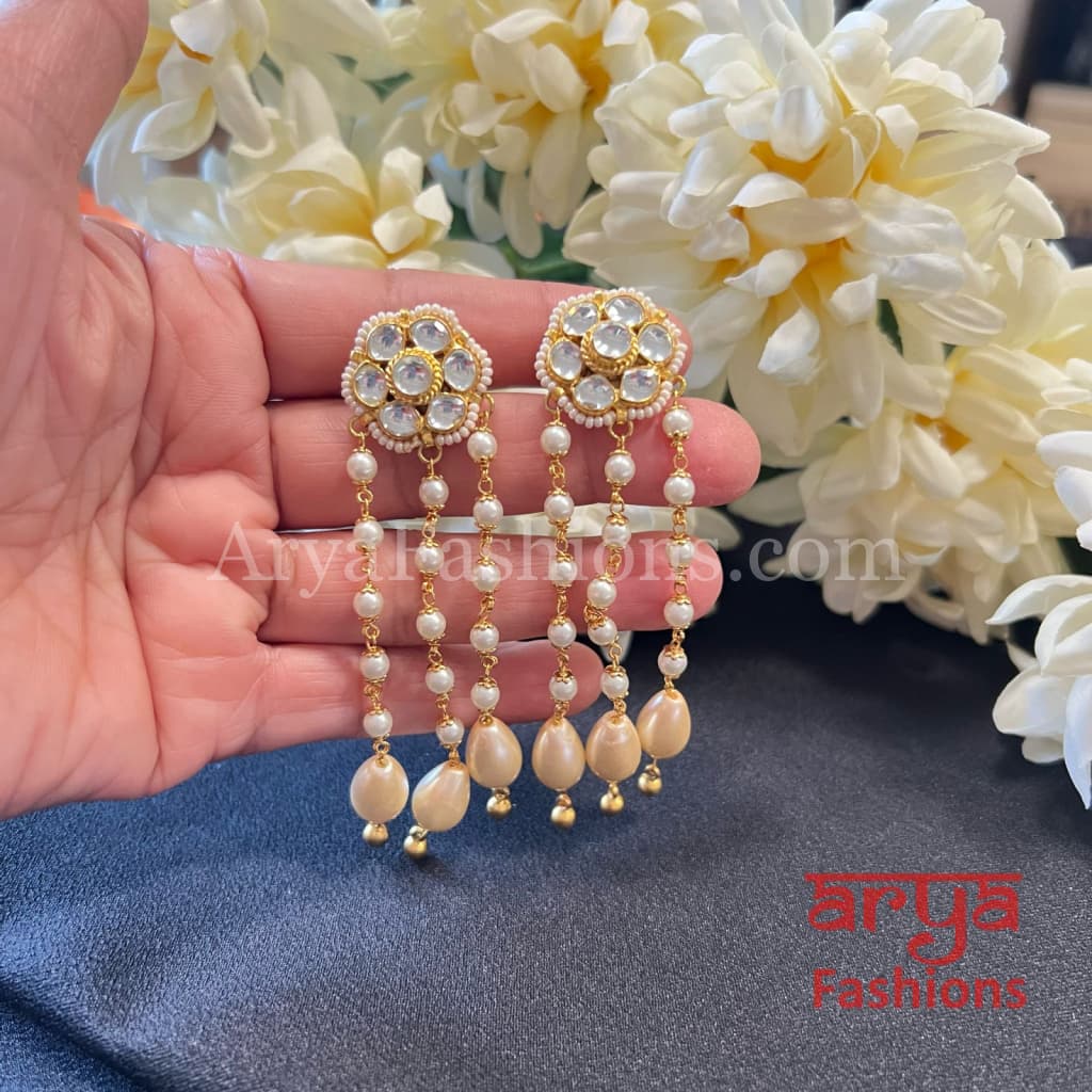 Designer Rajwadi Kundan Pearl Earrings