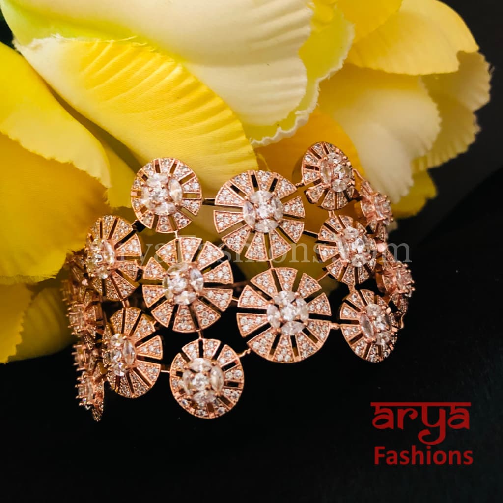 CZ Fusion Designer Silver Victorian Rose Gold Bracelet