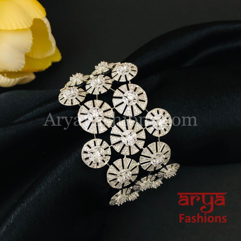 CZ Fusion Designer Silver Victorian Rose Gold Bracelet