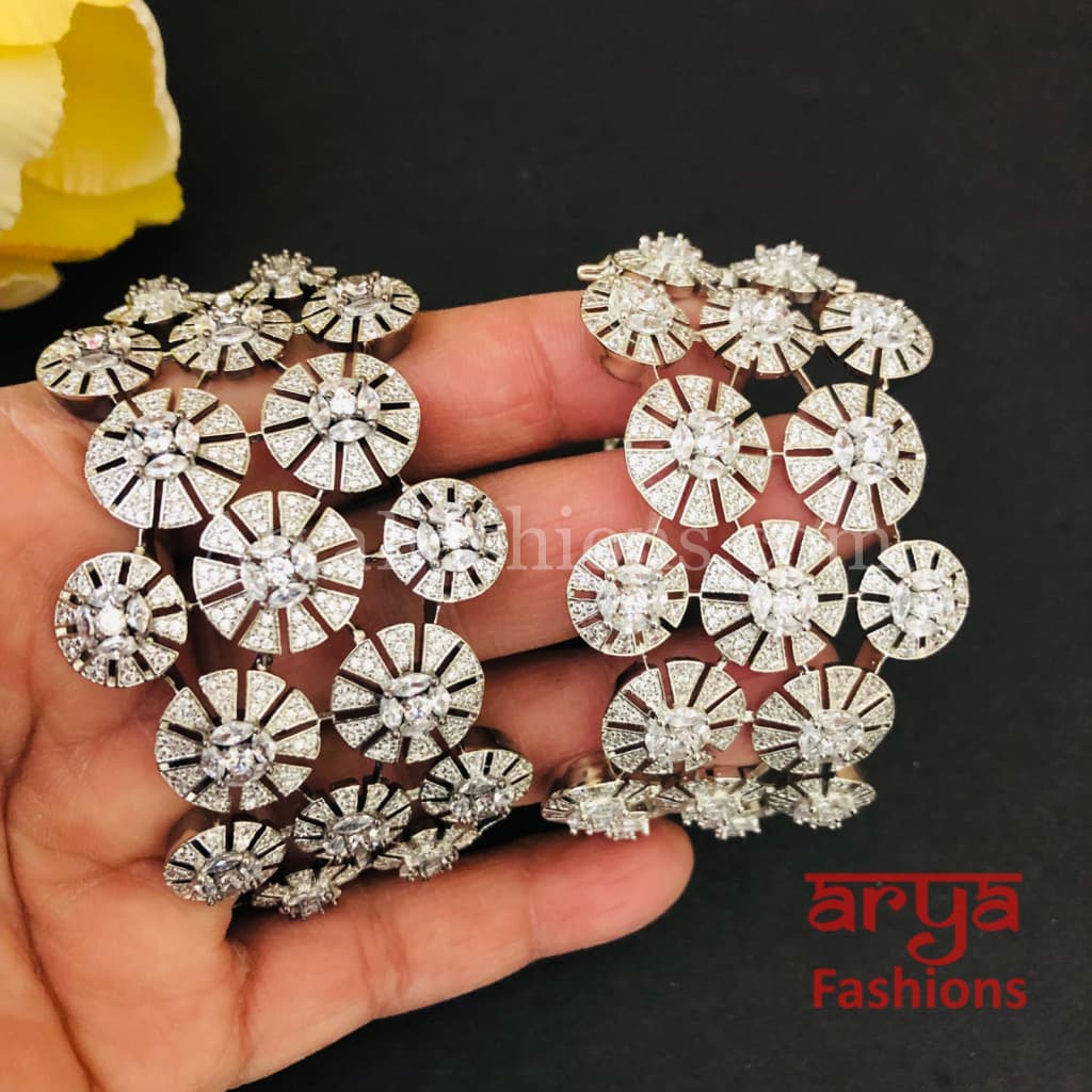 CZ Fusion Designer Silver Victorian Rose Gold Bracelet