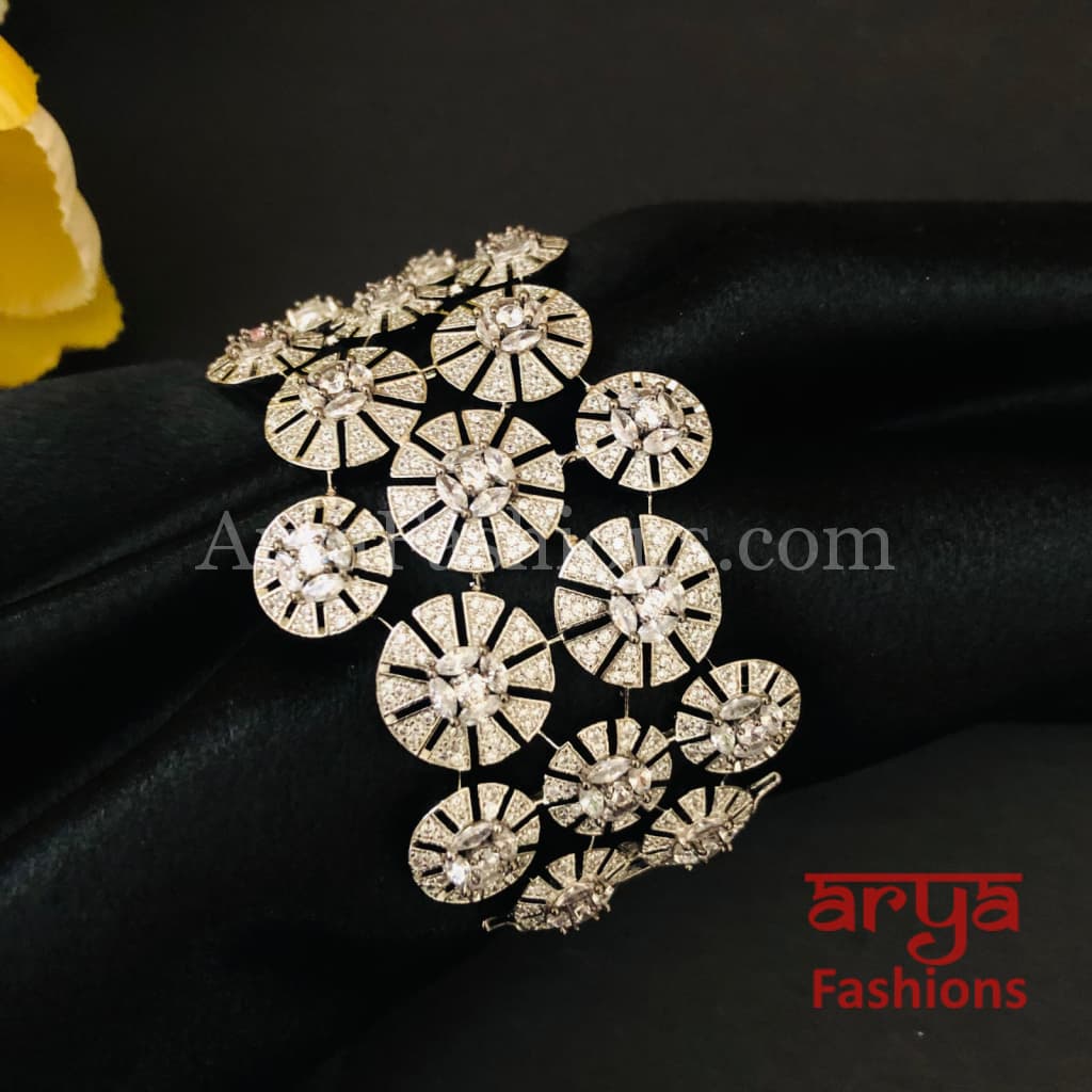 CZ Fusion Designer Silver Victorian Rose Gold Bracelet