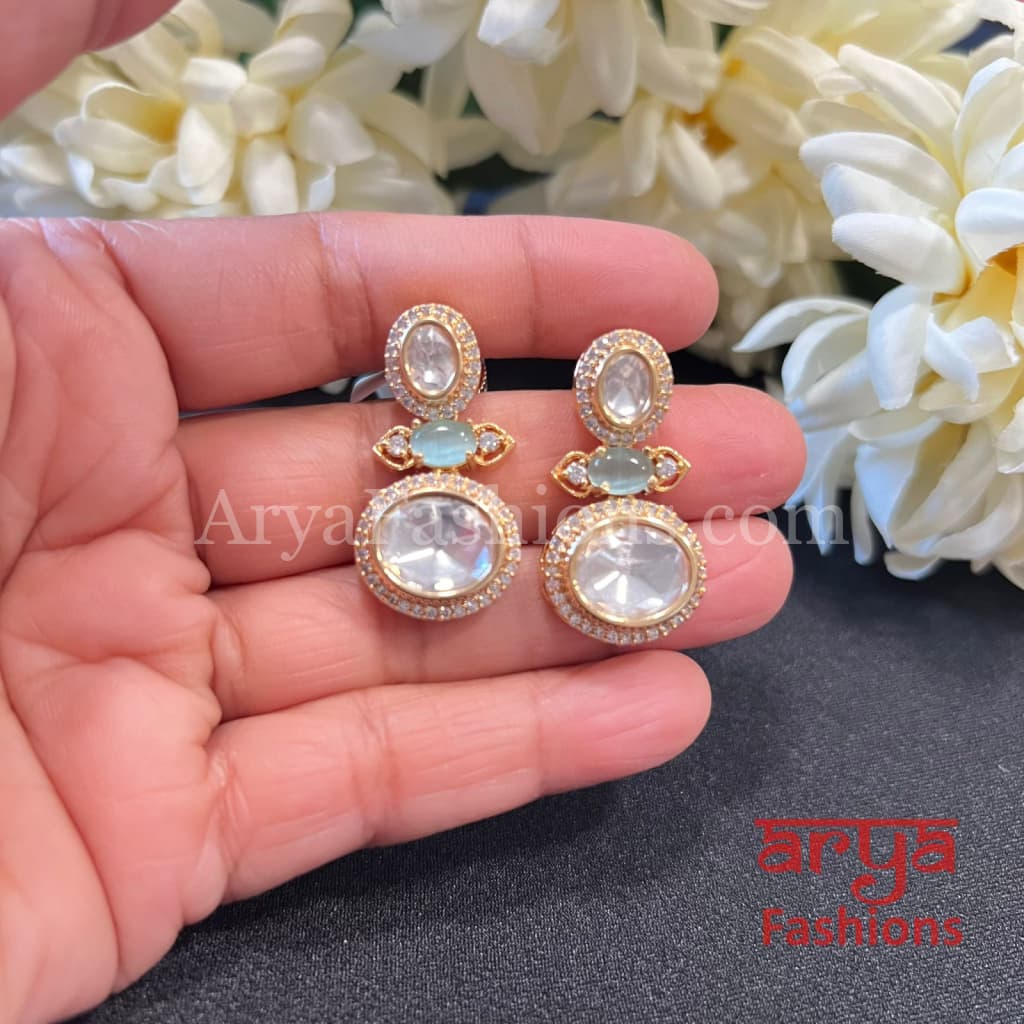 Gold Plated Kundan CZ Designer Earrings