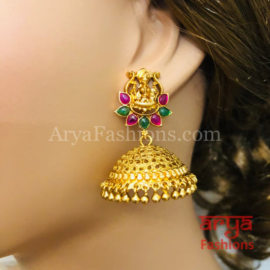 Golden Big Jhumka Earring with and Pearl beads