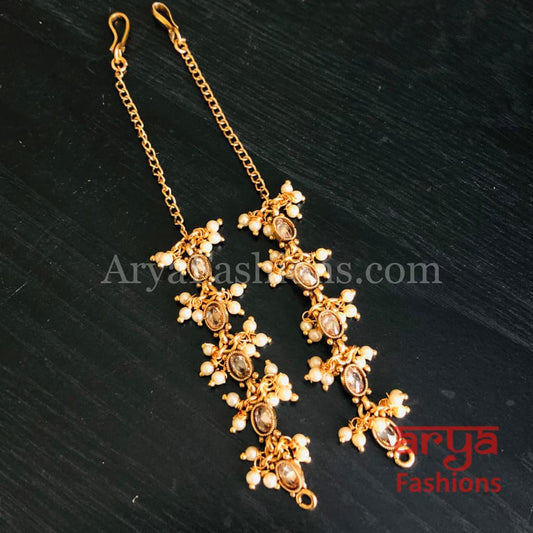 Golden Kundan Ear Chain/Earring Extension