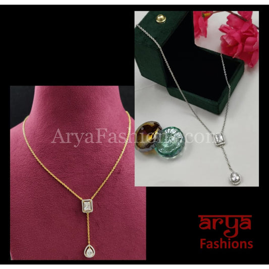 Golden Minimalist CZ Wedding Necklace