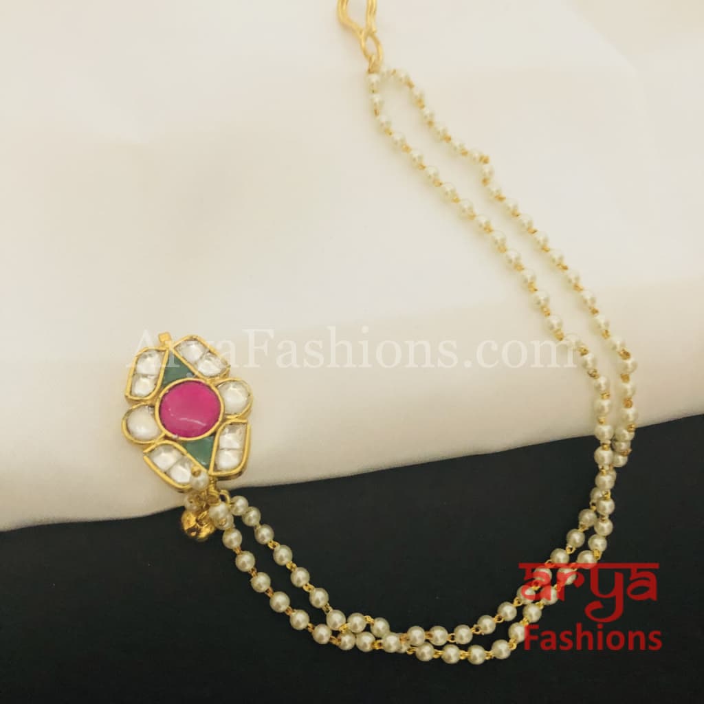 Jadau Kundan Nose Clip/ CZ non piercing nose ring/ Bridal Nosepin