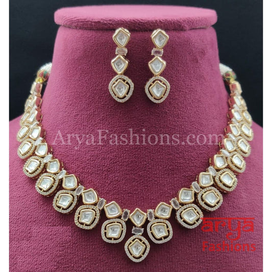 Kali Kundan Polki Necklace with Moissanite CZ Stones