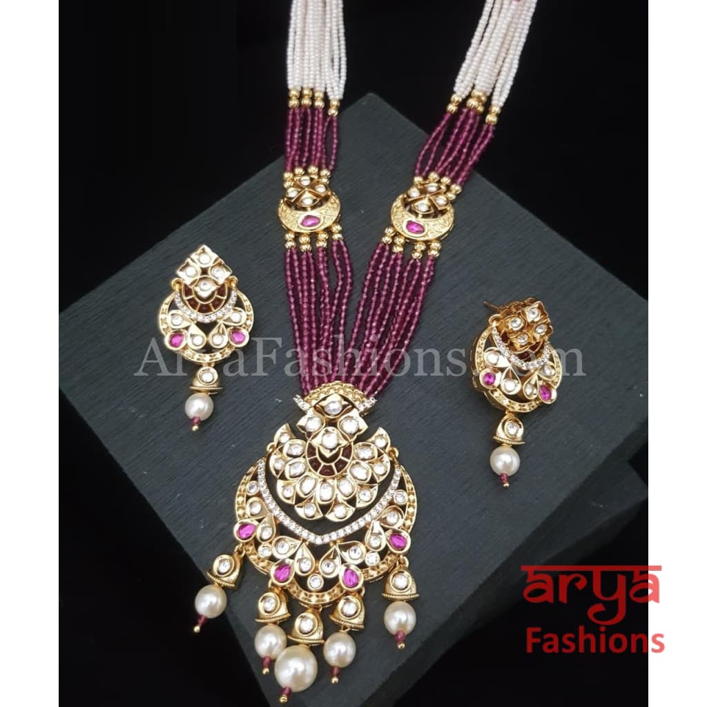 Kashi CZ Kundan Pendant Beads Necklace/Handmade Necklace