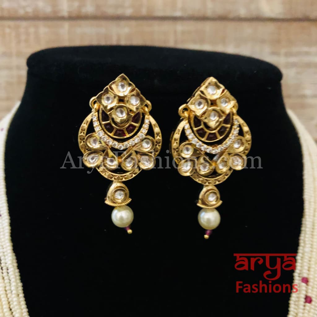 Kashi CZ Kundan Pendant Beads Necklace/Handmade Necklace