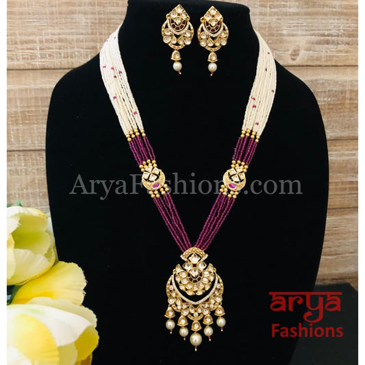 Kashi CZ Kundan Pendant Beads Necklace/Handmade Necklace