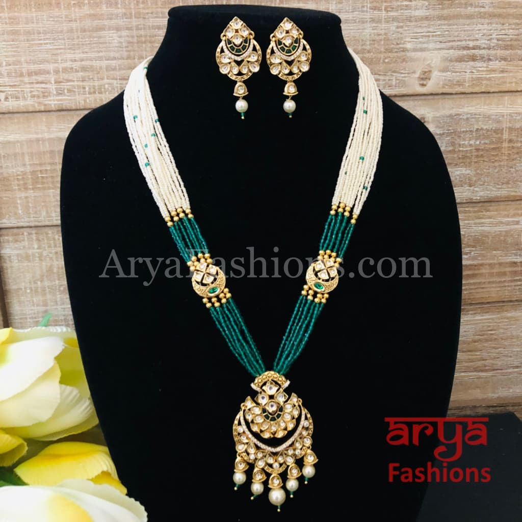 Kashi CZ Kundan Pendant Beads Necklace/Handmade Necklace