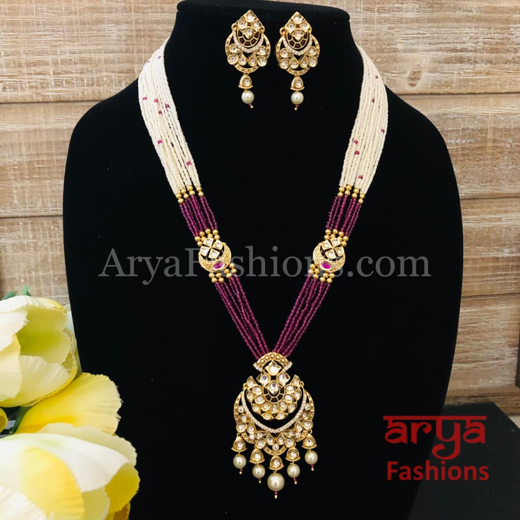 Kashi CZ Kundan Pendant Beads Necklace/Handmade Necklace