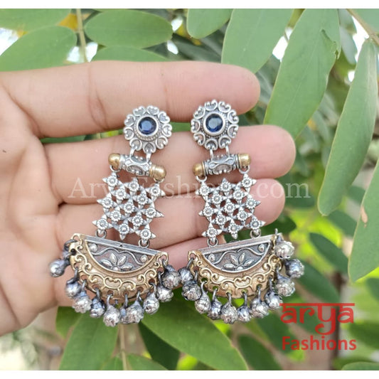 Katrina Kaif Dual Tone Oxidized Silver Indian Chandbali