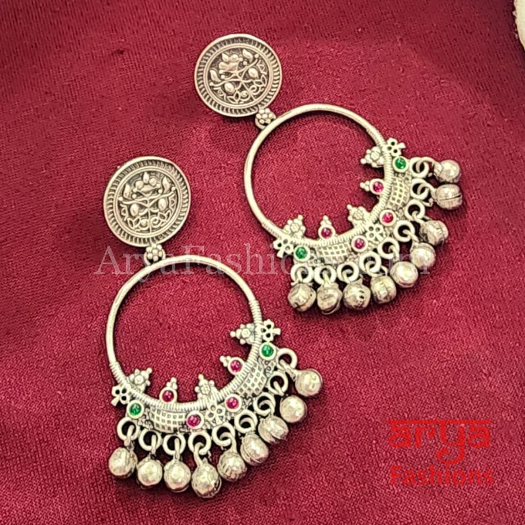 Katrina Kaif Inspired Silver Oxidized Chandbali Earrings