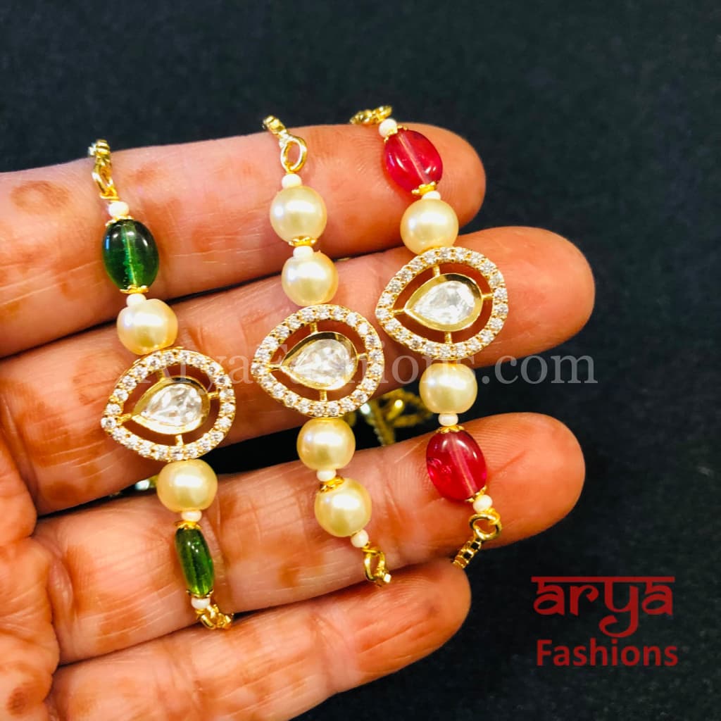 Kundan Pearl Chain Bracelet/ Rajwadi Bracelet