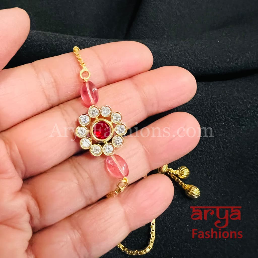 Kundan Pearl Chain Bracelet/ Rajwadi Bracelet