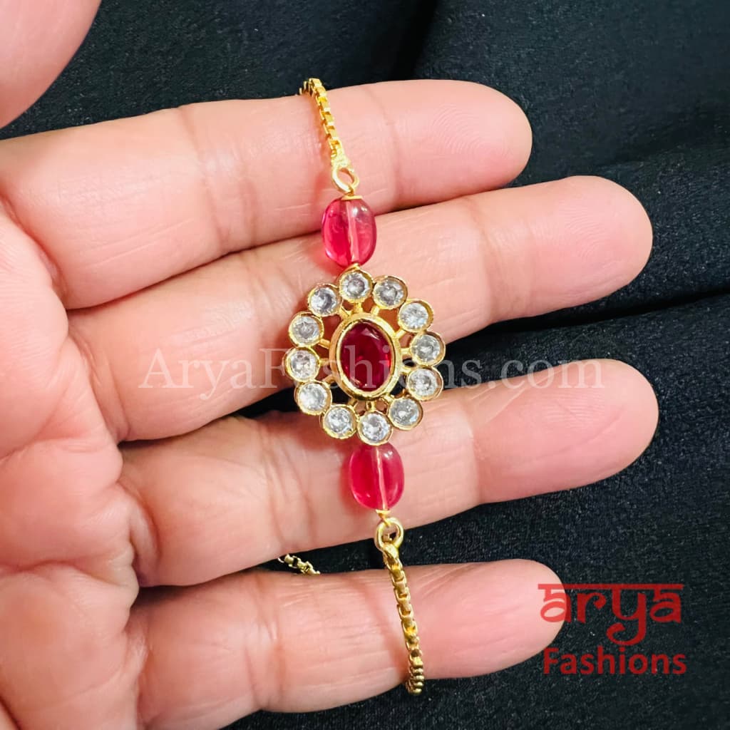 Kundan Pearl Chain Bracelet/ Rajwadi Bracelet